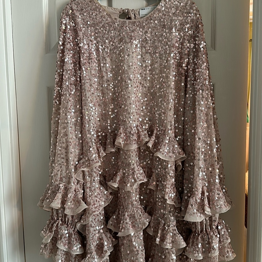 Beautiful Sequin Swing Dress in Lush Champagne Color